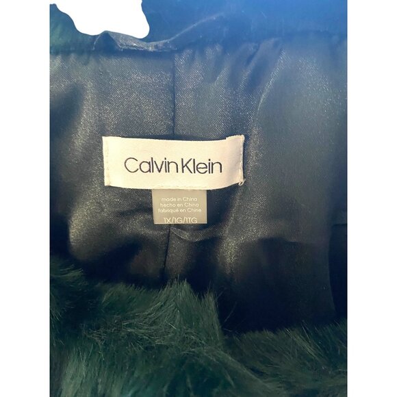Calvin Klein Faux Fur Cropped Jacket Green Size 1X Glam Maximalist Mobwife Cute - Picture 5 of 16